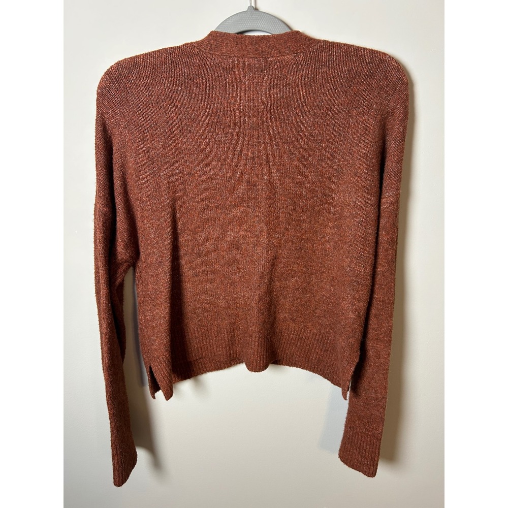 Abercrombie & Fitch Rust Orange Marl V-Neck Button Front Cardigan Sweater Small‎ - Picture 2 of 4